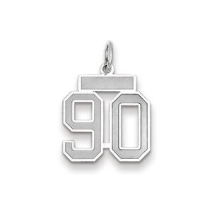 14k White Gold, Jersey Collection, Small Number 90 Pendant